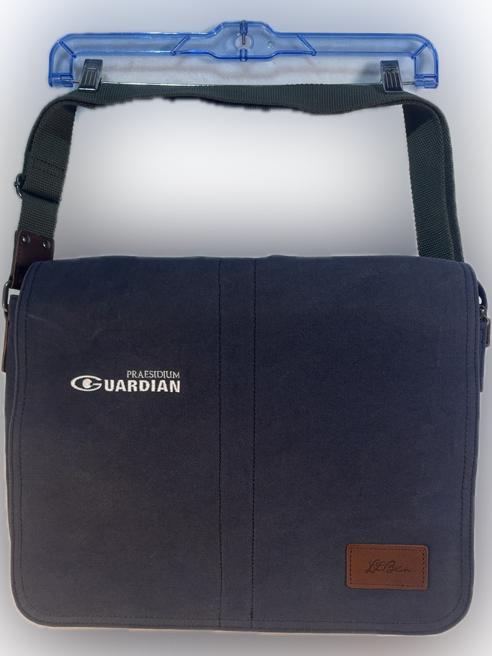 LL Bean Navy Canvas Laptop Messenger Bag G-Hook